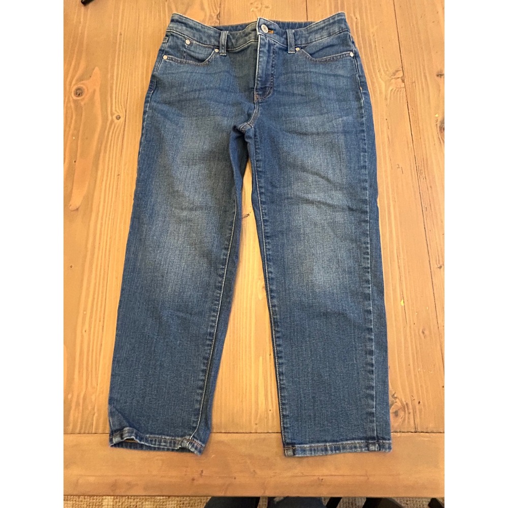 G29 Talbots Straight Leg Crop Jean Medium Wash Blue Denim Petite 4P Womens